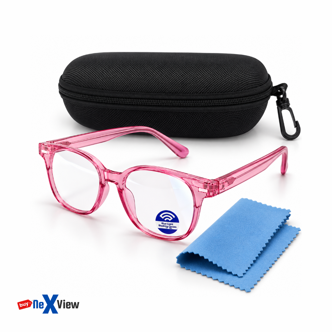 Transparent Pink Blue-Light Cut Eye Glass